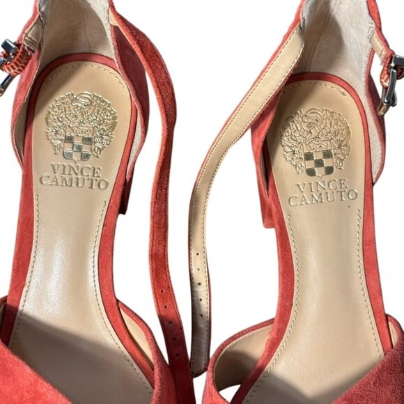 Vince Camuto Womens Coral Suede Block Heel Sandals With Ankle Strap & Open Toe - Picture 7 of 7